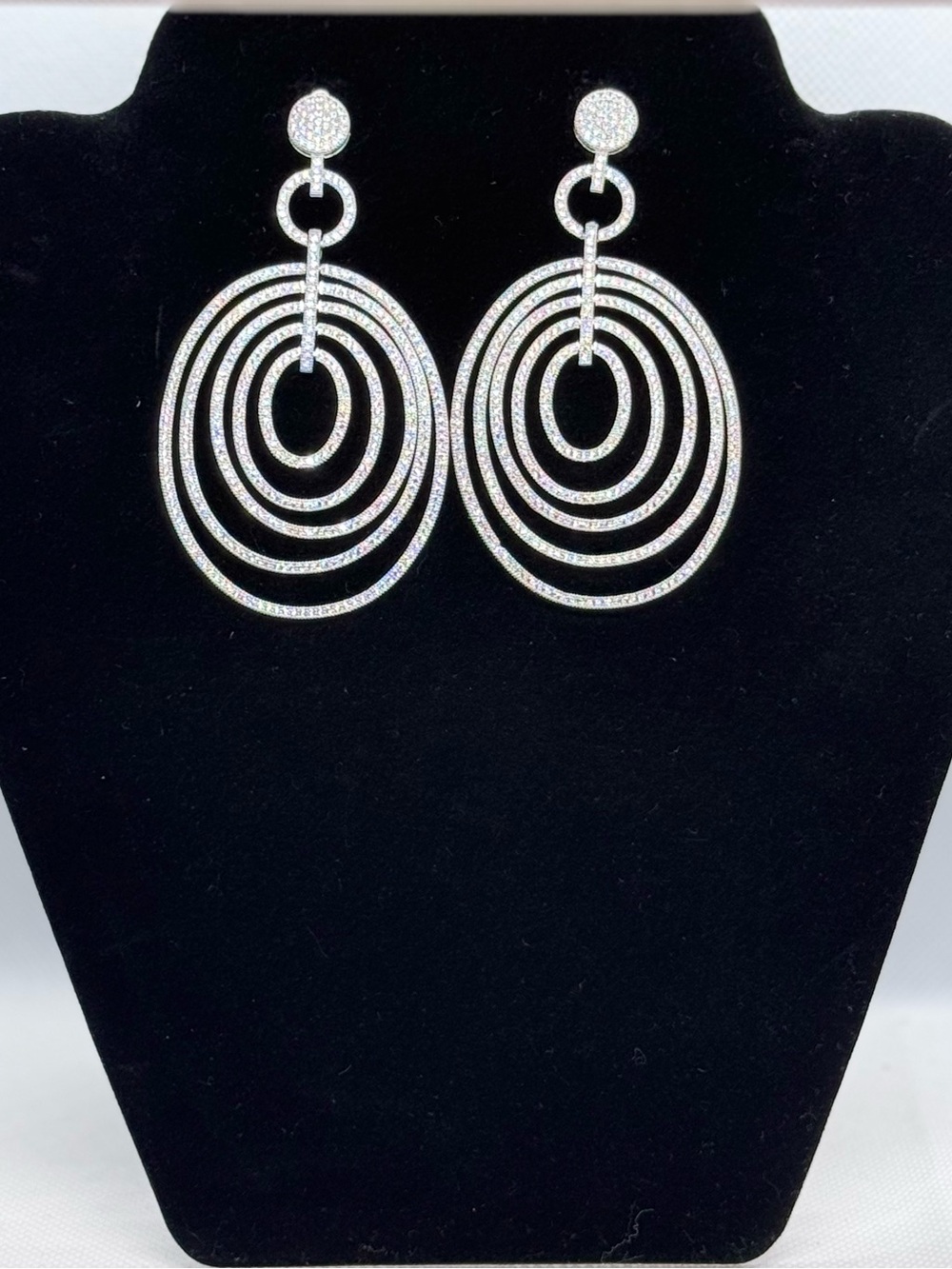 Sparkling Multi‑Hoop Statement Earrings • silver Tone • Boutique Chic